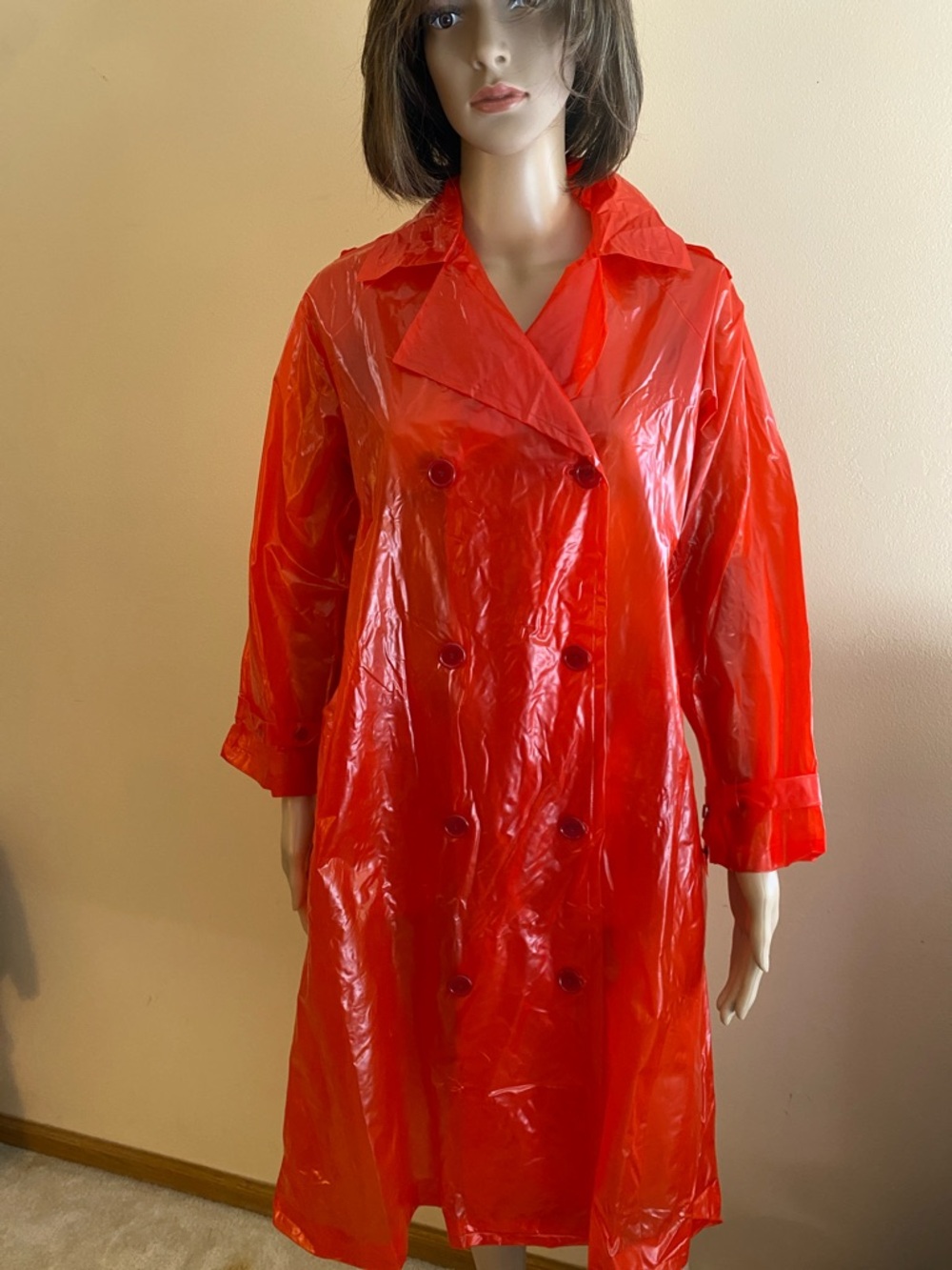 Red  plastic raincoat by Totes, size M